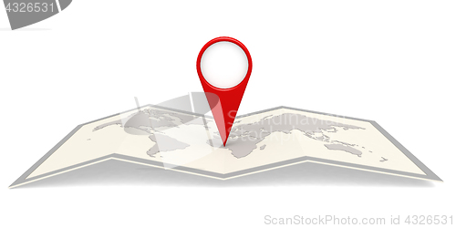 Image of World map in frame with pin pointer