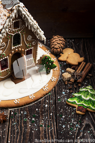 Image of Gingerbread house with lights