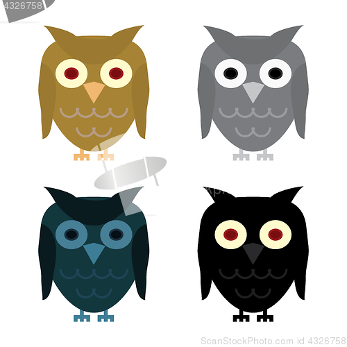 Image of Owl day night gray and Halloween black owl