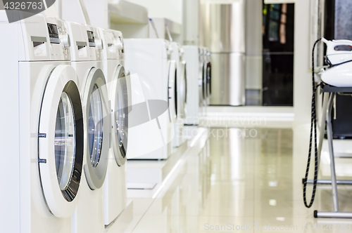 Image of washing machines in appliance store