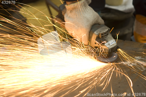 Image of Angle grinder in use