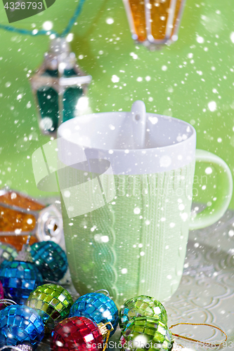 Image of Cup and christmas toys