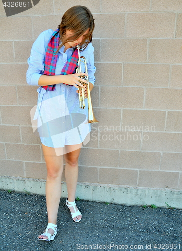 Image of Female jazz trumpet player.