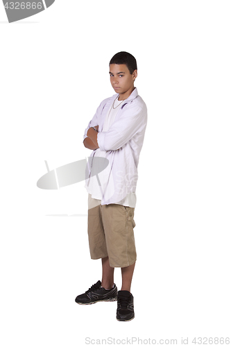 Image of Hispanic Boy with his Arms Crossed