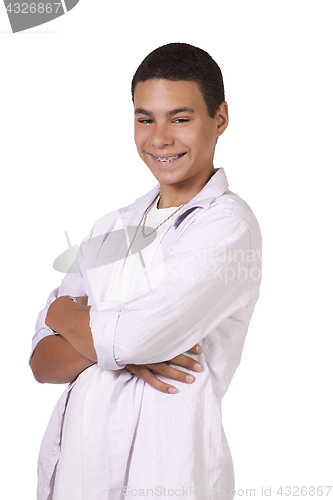 Image of Hispanic Boy with his Arms Crossed