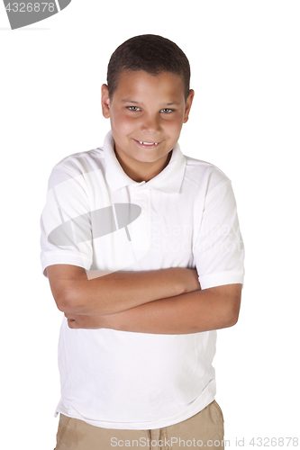 Image of Hispanic Boy with his Arms Crossed