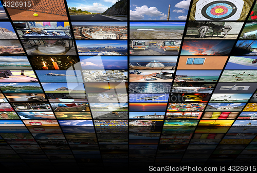 Image of Big multimedia video and image wall of the TV screen