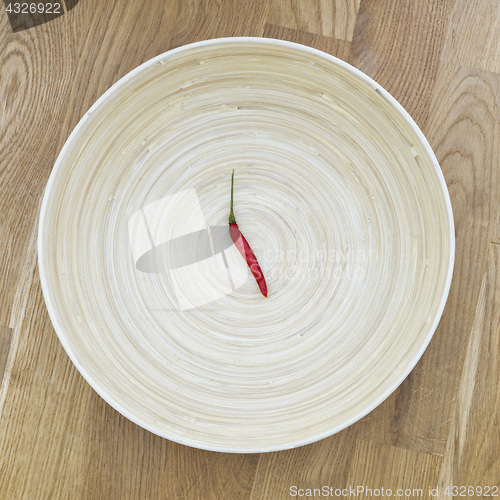 Image of One red pepper in the bowl