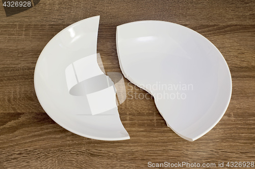 Image of White broken plate on the table