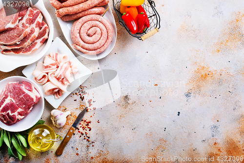 Image of raw meat and sausages