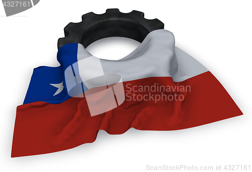 Image of gear wheel and flag of chile - 3d rendering