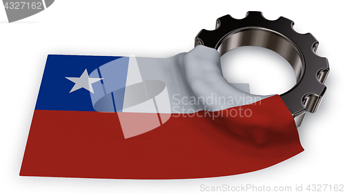 Image of gear wheel and flag of chile - 3d rendering