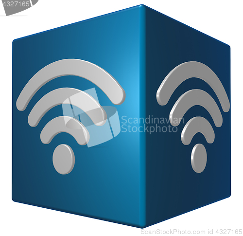 Image of wifi symbol on cube - 3d rendering