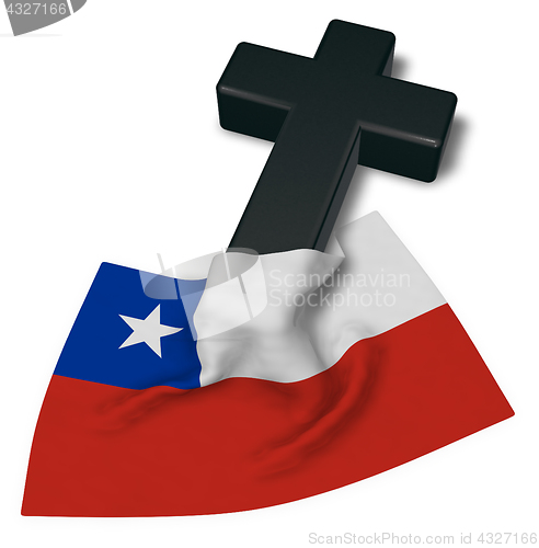 Image of christian cross and flag of chile - 3d rendering