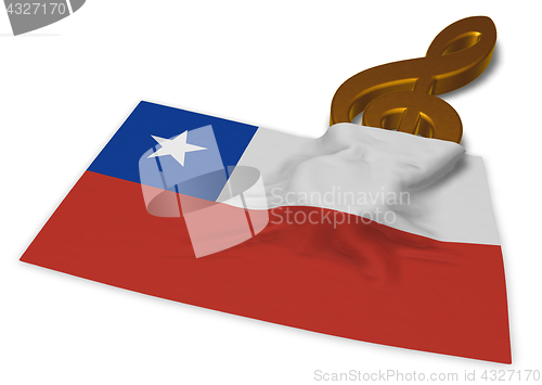 Image of clef symbol symbol and flag of chile - 3d rendering