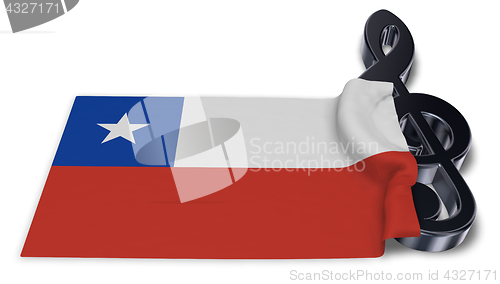 Image of clef symbol symbol and flag of chile - 3d rendering