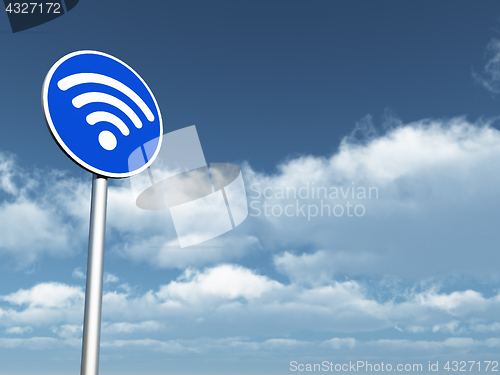 Image of wifi symbol on roadsign - 3d rendering