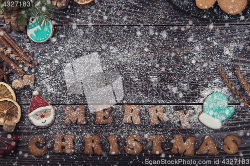 Image of Gingerbreads and coffee for new years or christmas