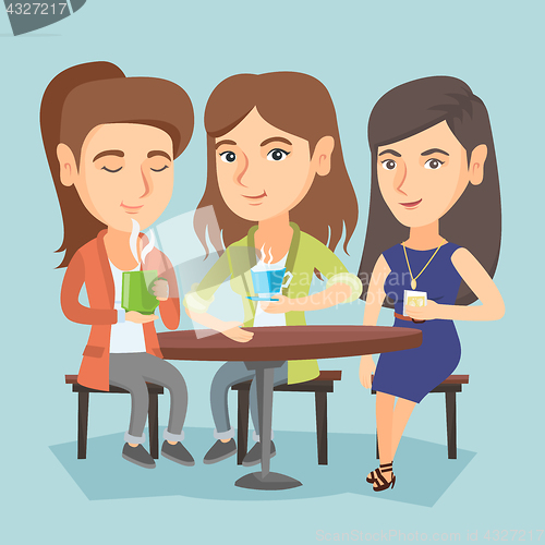 Image of Group of women drinking hot and alcoholic drinks.