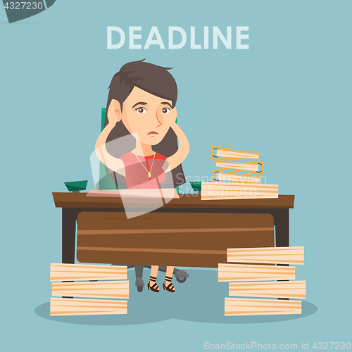 Image of Business woman having problem with deadline.