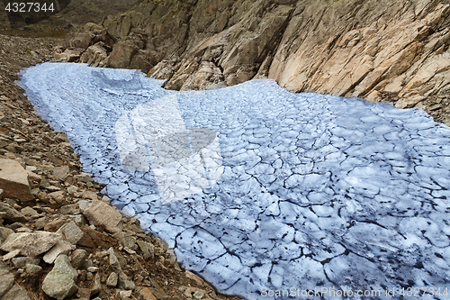 Image of Snow residue on the slopes of the mountain