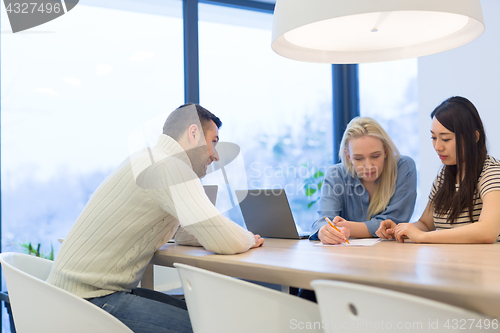 Image of Startup Business Team At A Meeting at modern office building