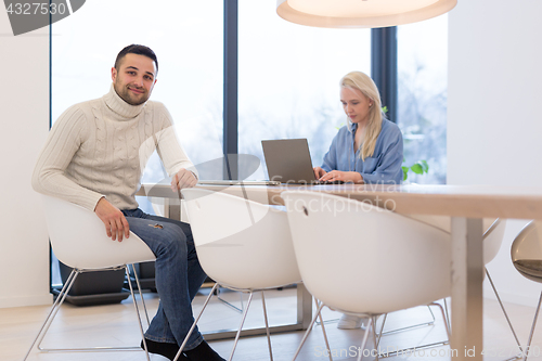 Image of Startup Business Team At A Meeting at modern office building