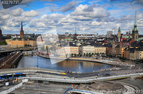 Image of STOCKHOLM, SWEDEN - AUGUST 20, 2016: Aerial view of Stockholm fr