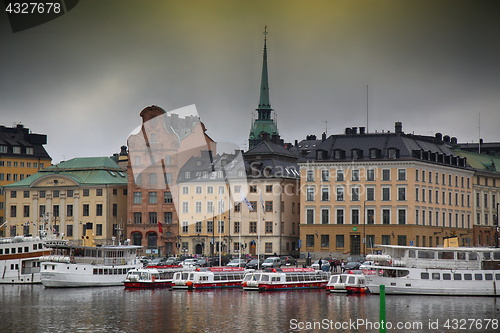 Image of STOCKHOLM, SWEDEN - AUGUST 20, 2016: View of Gamla Stan from bri