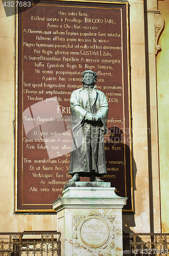 Image of STOCKHOLM, SWEDEN - AUGUST 19, 2016: Statue of the writer Olaus 