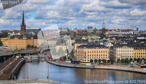 Image of STOCKHOLM, SWEDEN - AUGUST 20, 2016: Aerial view of Stockholm fr