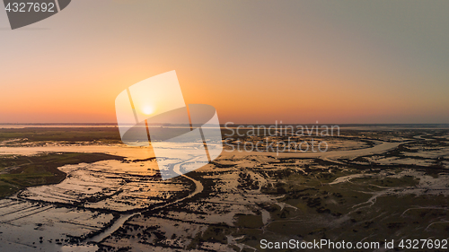 Image of Aerial View of Esteiro da Tojeira at sunset