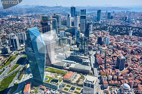 Image of Istanbul, Turkey - 3 April, 2017: Arial view Levent Business District.