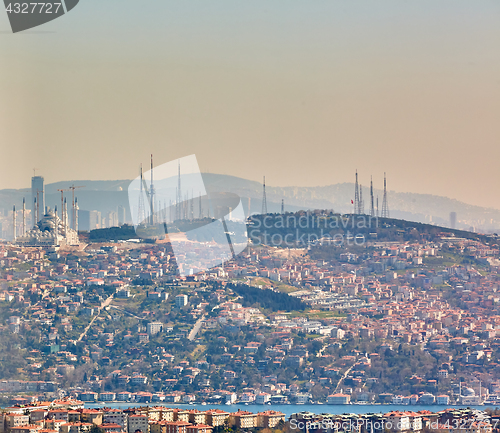 Image of Asian part of Istanbul, the Uskudar shore, the aerial view