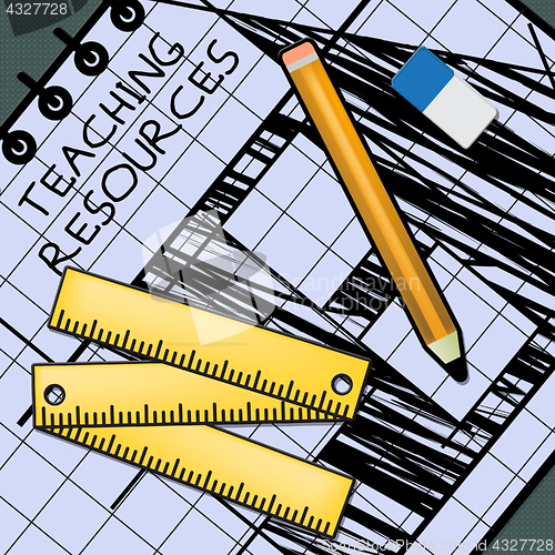 Image of Teaching Resources Shows Classroom Materials 3d Illustration