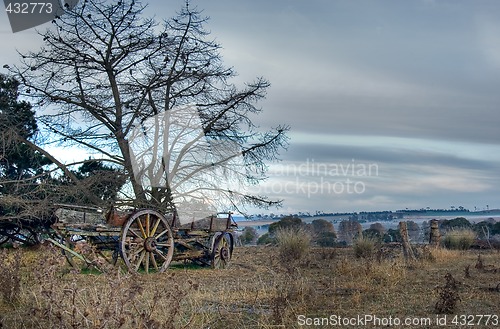 Image of old cart in field