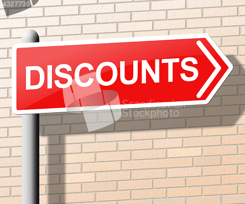 Image of Discounts Sign Shows Sale Promo 3d Illustration