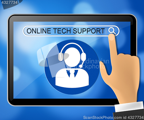 Image of Online Tech Support Tablet Shows Help 3d Illustration