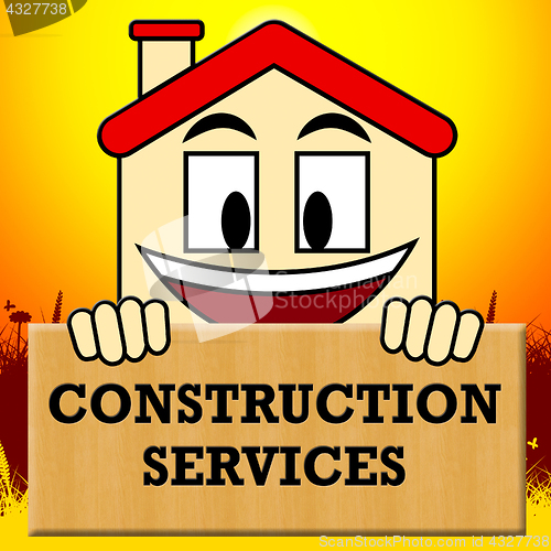 Image of Construction Services Shows Building Work 3d Illustration
