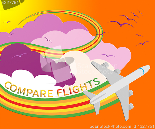 Image of Compare Flights Shows Flight Search 3d Illustration