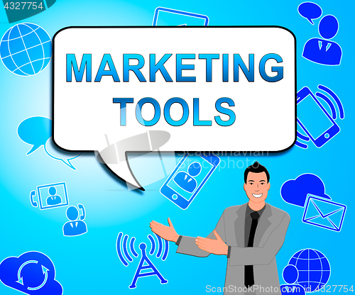 Image of Marketing Tools Shows Promotion Apps 3d Illustration