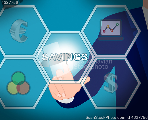 Image of Savings Icons Means Cash And Wealthy 3d Illustration