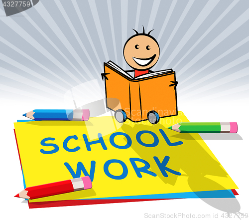 Image of School Work Displays Lesson Assignment 3d Illustration 
