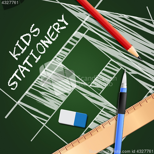 Image of Kids Stationery Shows School Materials 3d Illustration