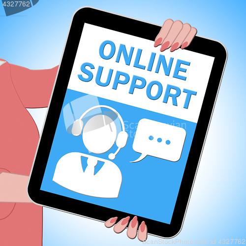Image of Online Support Tablet Shows Assistance 3d Illustration