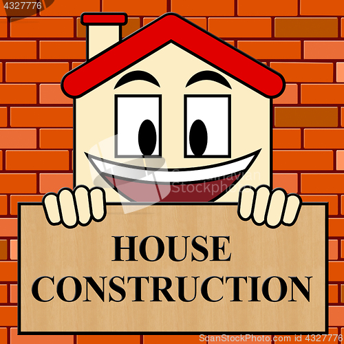 Image of House Construction Shows Home Building 3d Illustration