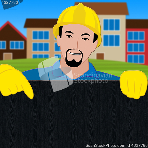 Image of Builders Blank Sign Shows Construction 3d Illustration