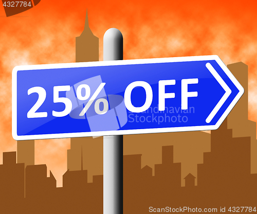 Image of Twenty Five Percent Off Shows Discount 3d Illustration