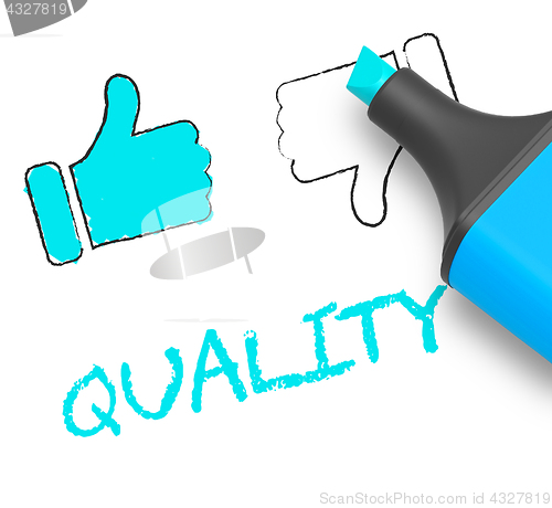 Image of Quality Thumbs Up Means Approval Survey 3d Illustration