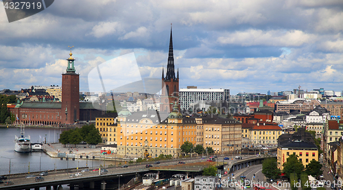 Image of STOCKHOLM, SWEDEN - AUGUST 20, 2016: Aerial view of Stockholm fr